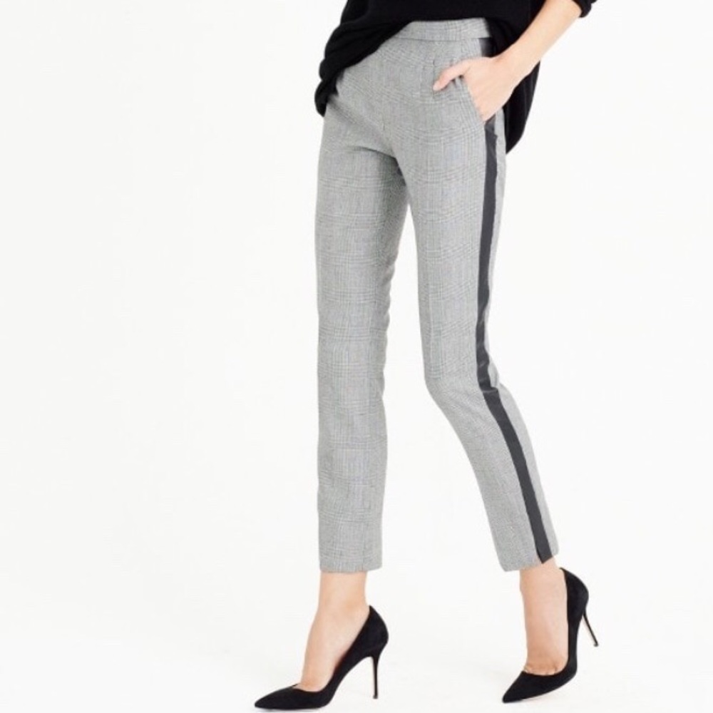 JCrew Marti Pants w tux stripe in glen plaid